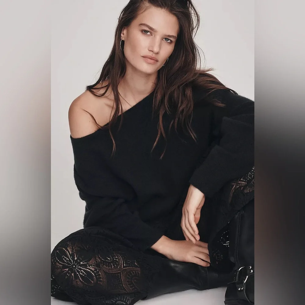 NWT! Anthropologie Haley Boat-Neck Wool Blend Sweater in Black - Size Small 🎆